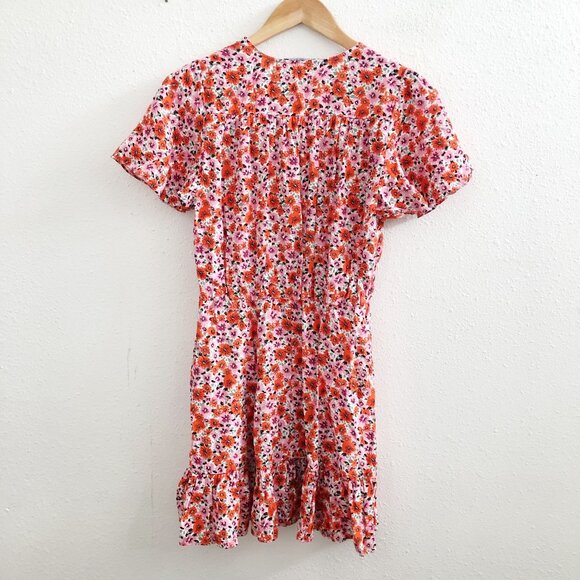 ZARA Floral Print Short Sleeves Mini Dress Size Small - Picture 3 of 11